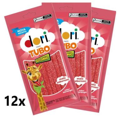 Imagem de Caixa de Regaliz Tubo Recheado Morango Azedinho 12x70gr (2534) - Dori