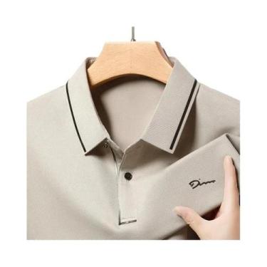 Imagem de Camisa Polo Masculina Casual De Negócios De Manga Longa, Cor Sólida, R