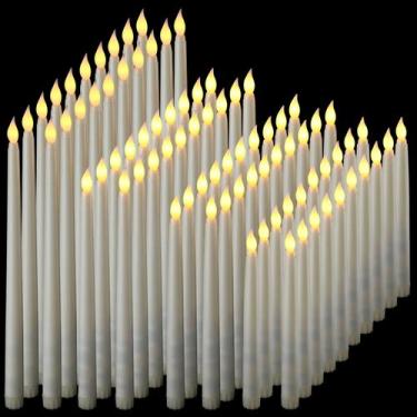 Imagem de Velas LED sin Llama Taper Tuanse 80 Piezas Beige 32.5/27.5/24.5/21.5 c