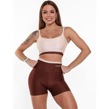 Imagem de Shorts Fitness Duo Canelado Cintura Alta Compressão Conforto Academia-Feminino