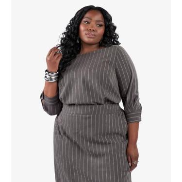 Imagem de Blusa Manga 3/4 Twill Plus Size Secret Glam Cinza, Plus G2, Cinza