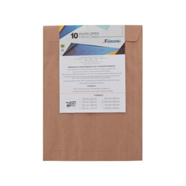 Imagem de Envelope Saco Foroni Kraft Natural 260x360mm com 10 Unidades, UNICA