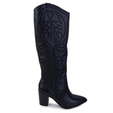 Imagem de Bota Feminina Via Marte Country Couro Preto - 079-012-02-Feminino