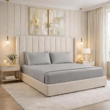 Imagem de Jogo de Lençol cama Casal 600 Fios 3 Peças 40cm Altura algodão egipici
