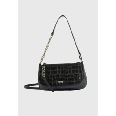 Imagem de Bolsa Tiracolo Pequena Tina Couro Croco Preto Schutz-Feminino