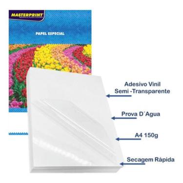 Imagem de Filme Adesivo Vinil Semi Transparente 20fls 150g Prova Dagua Não Aplic