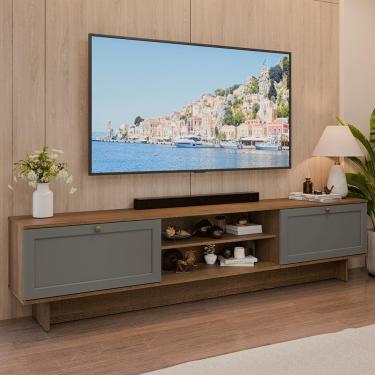 Imagem de Rack para TV até 80 Polegadas 218 cm 2 Portas Rustic/Cinza Vik Madesa