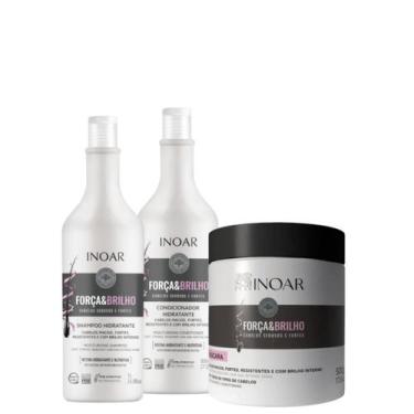 Imagem de Kit Inoar Força e Brilho Shampoo 1 litro + Condicionador 800ml + Másca