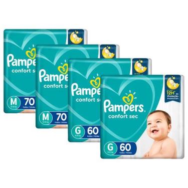 Imagem de Kit Fralda Pampers Confort Sec Super tamanho M com 140 unidades + G co