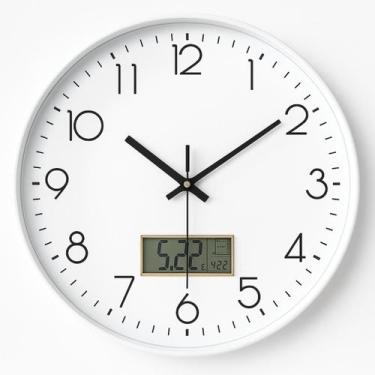 Imagem de Relógio de Parede 30cm Silencioso com Tela LCD Data Temperatura Design