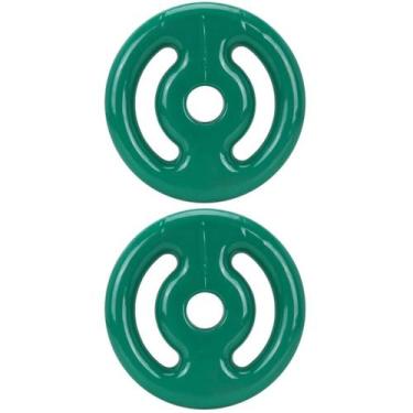 Imagem de Kit Par Anilha Emborrachada 2 Kg Peso Academia - Unibrás, Verde, Único
