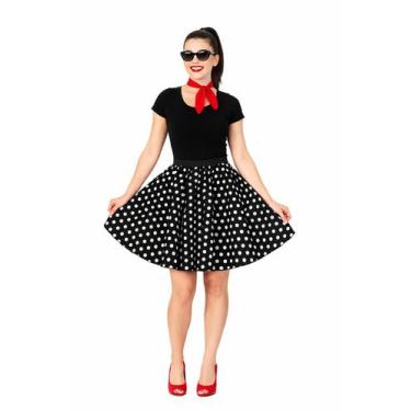 Imagem de Saia Rodada Poá Anos 60 Godê Fantasia Retrô Rock Confortável - FANTASI