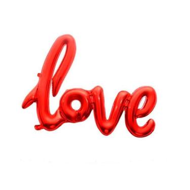 Imagem de Balão Metalizado Frase Love Decoração Romântica 64cm - Fuxing