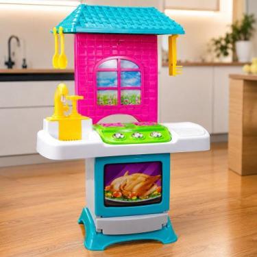 Imagem de Cozinha Infantil Completa Fogão Forno Pia Brinquedo Educativo Faz Cont