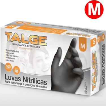 Imagem de Luva Nitrílica Descartável Sem Pó cor Preta Ambidestra Tamanho M Cx/10