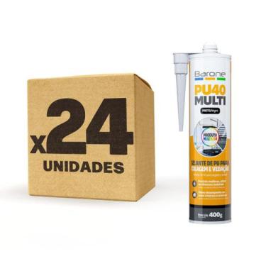 Imagem de Kit 24 Pu 40 Selante Silicone Cola Tudo Multiuso Barone 400g