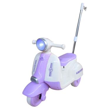 Imagem de Moto Elétrica Infantil Candy com Empurrador com Pedal de Aceleração e Volante Superior Lilás Unitoys