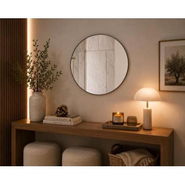 Imagem de Espelho Redondo 40cm Para Banheiro Quarto Sala Decorativo Parede Vidro