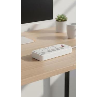 Imagem de Filtro de Linha 7 Tomadas 2 USB Tipo-C Cabo 2m Branco - Congratulation