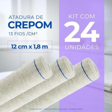 Imagem de Atadura Crepom Faixa Bandagem Elástica 12cmx1.8m Kit 24 Un - Casa da G