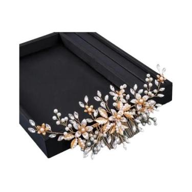 Imagem de Tiara De Cristal Dourado Com Pérolas Para Mulheres, Acessórios De Cabe
