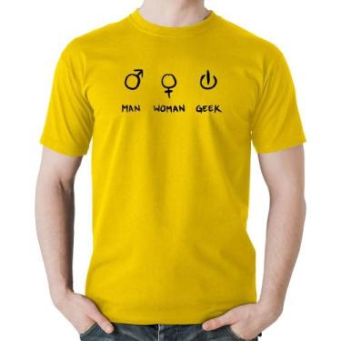 Imagem de Camiseta Algodão Man Woman Geek - Foca na Moda, Amarelo, M