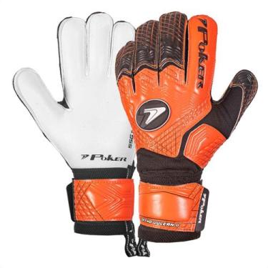 Imagem de Luva de Goleiro Poker Campo Profissional Ortho Vulcan II Laranja e Pre