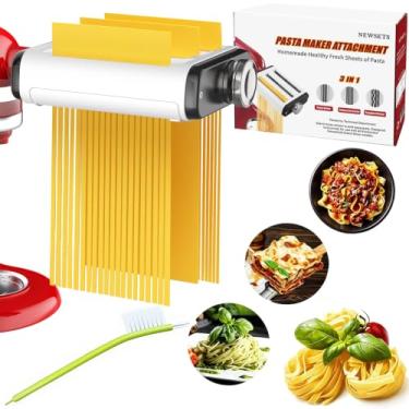 Imagem de Pasta Maker Attachment for All Kitchenaid Mixers, Noodle Maker Kitchen Aid Mixer Accessories 3 In 1 Including Dough Roller Spaghetti Fettuccine Cutter - Homemade Fresh Pasta Easily!