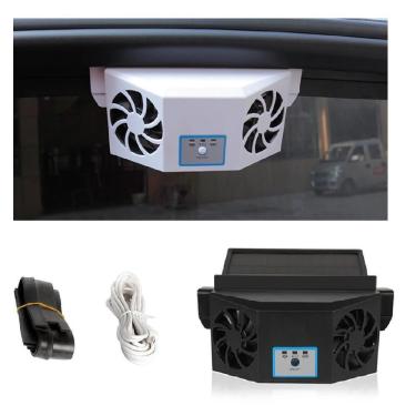 Imagem de Circulador de Ar Automotivo com Exaustor Painel Solar Bateria Recarregável Display LCD Duplo Motor Yeet