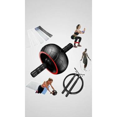 Imagem de Kit Exercícios Roda Abdominal Elástico Corda - Congratulations Store