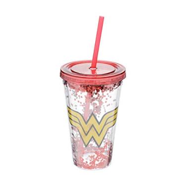 Imagem de COPO CANUDO PLÁSTICO WB DC OR WW LOGO AMARELO FD TRANSPARENTE 10X15,5CM 500ML