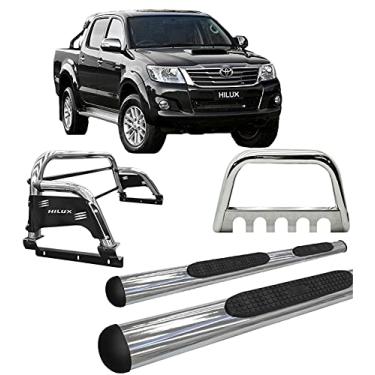Imagem de Kit quebra mato+Estribo OVAL+-Santo Ant H3 Hilux CROMO 05/15