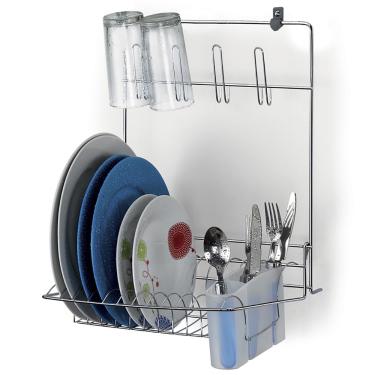 Imagem de Escorredor de Parede Arthi com Porta Talheres - Cromado