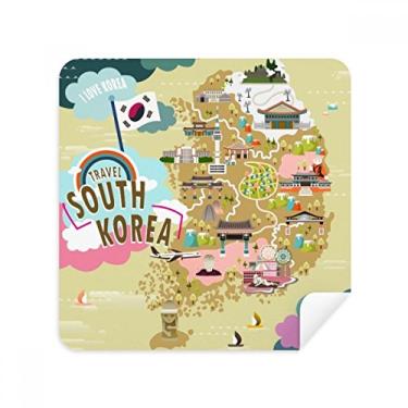 Imagem de Mapa da Coreia do Sul Óculos de Viagem Pano Limpador de Tela Tecido Camurça Pacote com 2