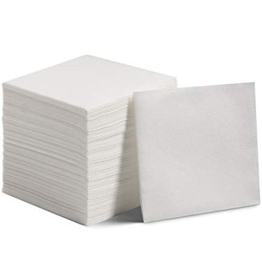 Imagem de 200 guardanapos de sobremesa e bebidas com sensação de linho – guardanapos de papel descartáveis tipo pano – macios e absorventes para bares, restaurantes, cafés, casamentos, festas (pacote com 200)