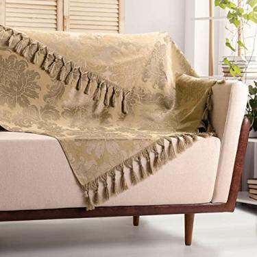 Imagem de Manta Para Sofá Cama Gigante Bege 3,00 x 2,80 Medalhão Decoração Sala Luxo