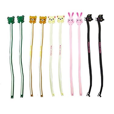 Imagem de yueton Pacote com 10 lindos sapos rosa coelho gato ursos organizador de cabos, fone de ouvido, fone de ouvido, suporte fixador/gerenciador de cabos/enrolador de cabos