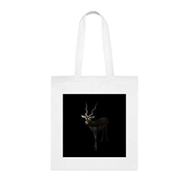 Imagem de Sacola masculina Blackbuck no escuro, presente divertido, bolsa de ombro, bolsas reutilizáveis, cesta de Natal de aniversário, ideia de presente, Branco