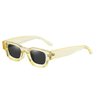 Imagem de Óculos de Sol Polarizados Quadrados Pequenos Moda Retrô Punk Shades UV400 Homens Tendência Óculos de Sol, Cinza Amarelo, A