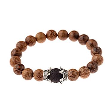 Imagem de Pulseira de ioga de contas de madeira natural de 10 mm masculina elástica budista oração pulseira de buda joia - estilo 16, Cristal
