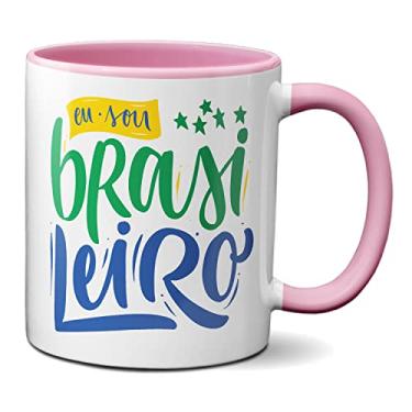 Imagem de Caneca Brasil Copa Do Mundo Eu Sou Brasileiro Futebol (Rosa)
