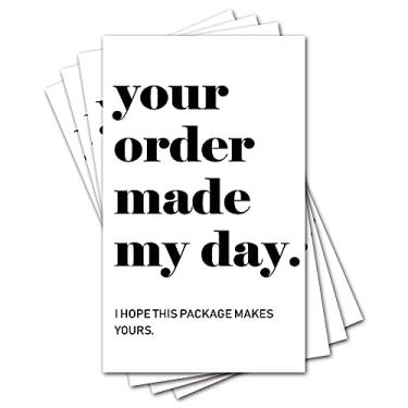 Imagem de 50 cartões de agradecimento Your Order Made My Day, cartões de agradecimento por seu pedido (8,8 x 5 cm) para online, loja de varejo, produtos feitos à mão, inserções de pacote do cliente