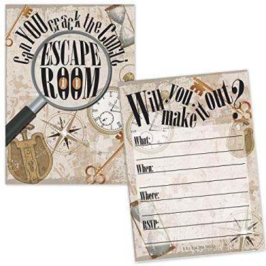Imagem de Convites para Escape Room (20 unidades com envelopes) – Convites para jogos de festa de quebra-cabeça misteriosos para crianças e adultos – Scavenger Hunt