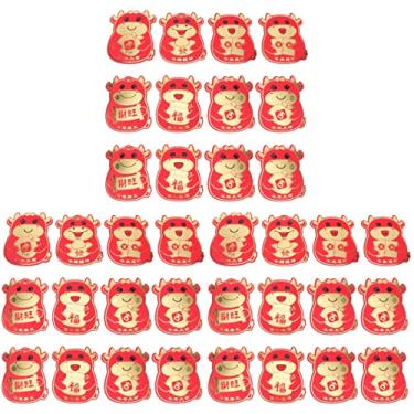 Imagem de 36 Peças 2021 Pacote Vermelho 2021 Ano do Boi envelope o casamento chinês de Hong Bao bolso vermelho chinês abastecimento de ano presente infantil yuans calendário lunar