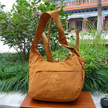 Imagem de DHLink Bolsa Monge Budista Bordada Shaolin Kung Fu Oneshoulder Bag Preta 32x26x8 cm