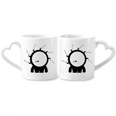 Imagem de Conjunto de canecas de porcelana para casais, alienígena monstro alienígena do universo alienígena com alça de coração