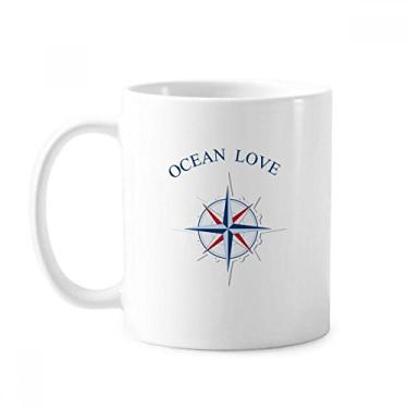 Imagem de Caneca de cerâmica com estampa de vela de café com estampa de bússola, oceano, amor, mar