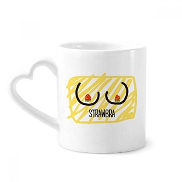 Imagem de Caneca engraçada de desenho de morango preta e vermelha caneca de café cerâmica copo de coração de vidro