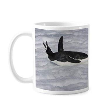 Imagem de Caneca com imagem de pinguim da Antártica preta de água cerâmica xícara de porcelana de café louça