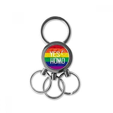 Imagem de Chaveiro de metal de aço inoxidável Yes Homo LGBT Rainbow Love chaveiro de carro chaveiro clipe presente, Multicolorido.
